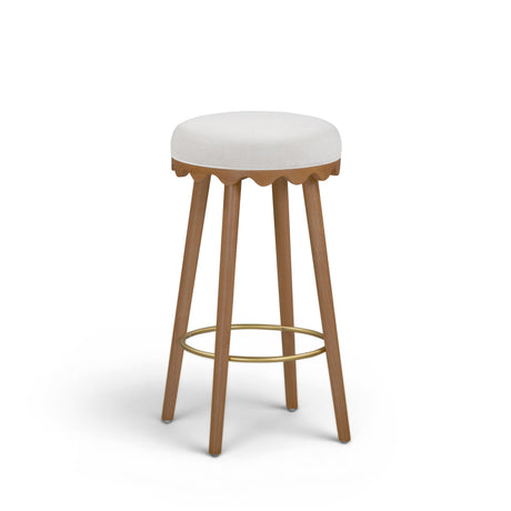 Oodle Cream Performance Vegan Mohair Light Walnut Bar Stool by TOV Furniture at Eve Furniture
