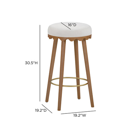 Oodle Cream Performance Vegan Mohair Light Walnut Bar Stool by TOV Furniture at Eve Furniture