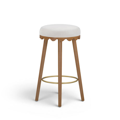 Oodle Cream Performance Vegan Mohair Light Walnut Bar Stool by TOV Furniture at Eve Furniture