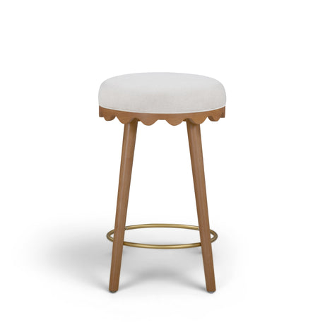 Oodle Cream Performance Vegan Mohair Light Walnut Counter Stool by TOV Furniture at Eve Furniture