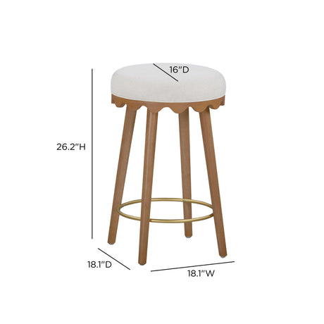Oodle Cream Performance Vegan Mohair Light Walnut Counter Stool by TOV Furniture at Eve Furniture