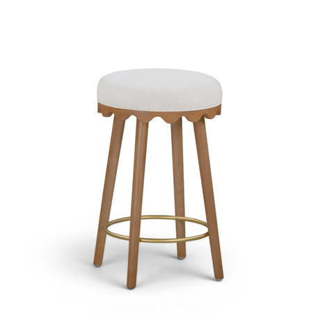 Oodle Cream Performance Vegan Mohair Light Walnut Counter Stool by TOV Furniture at Eve Furniture