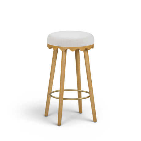 Oodle Cream Performance Vegan Mohair Natural Bar Stool by TOV Furniture at Eve Furniture