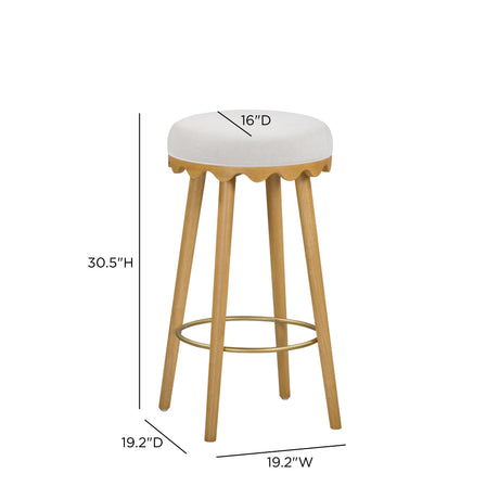 Oodle Cream Performance Vegan Mohair Natural Bar Stool by TOV Furniture at Eve Furniture