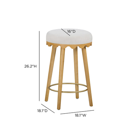 Oodle Cream Performance Vegan Mohair Natural Counter Stool by TOV Furniture at Eve Furniture