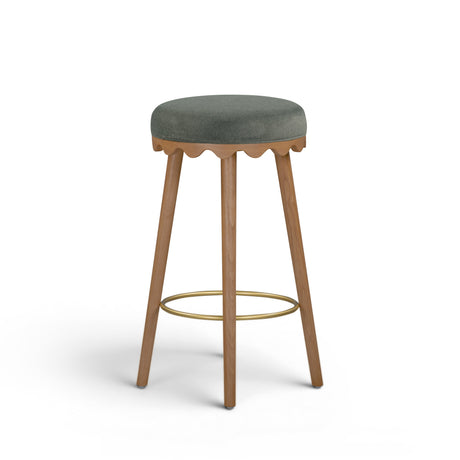 Oodle Green Performance Vegan Mohair Light Walnut Bar Stool by TOV Furniture at Eve Furniture