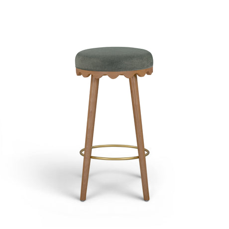 Oodle Green Performance Vegan Mohair Light Walnut Bar Stool by TOV Furniture at Eve Furniture