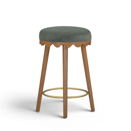Oodle Green Performance Vegan Mohair Light Walnut Counter Stool by TOV Furniture at Eve Furniture