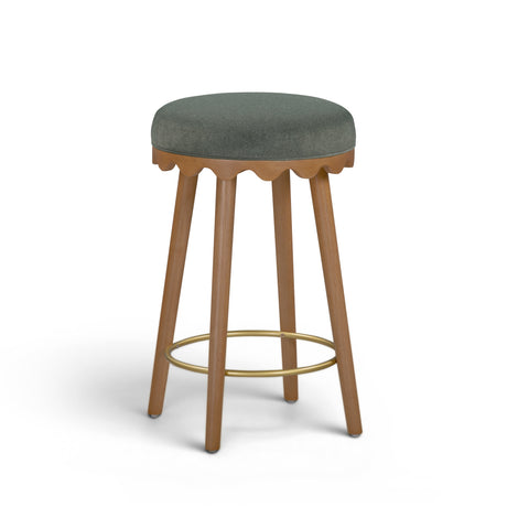Oodle Green Performance Vegan Mohair Light Walnut Counter Stool by TOV Furniture at Eve Furniture