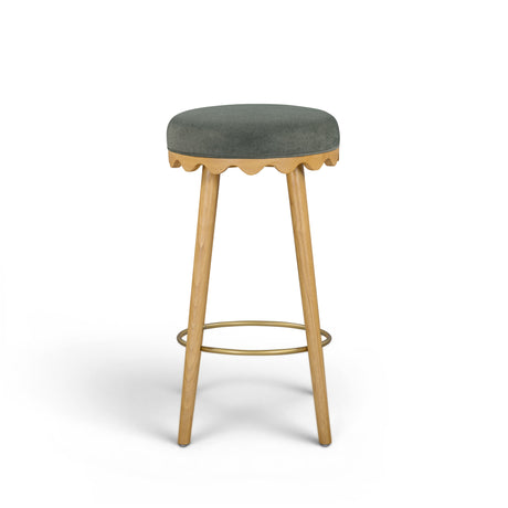 Oodle Green Performance Vegan Mohair Natural Bar Stool by TOV Furniture at Eve Furniture