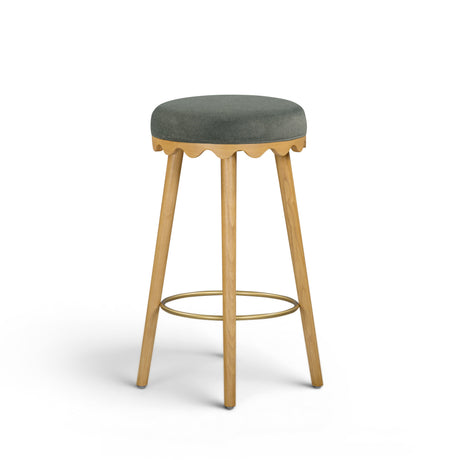 Oodle Green Performance Vegan Mohair Natural Bar Stool by TOV Furniture at Eve Furniture