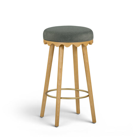 Oodle Green Performance Vegan Mohair Natural Bar Stool by TOV Furniture at Eve Furniture