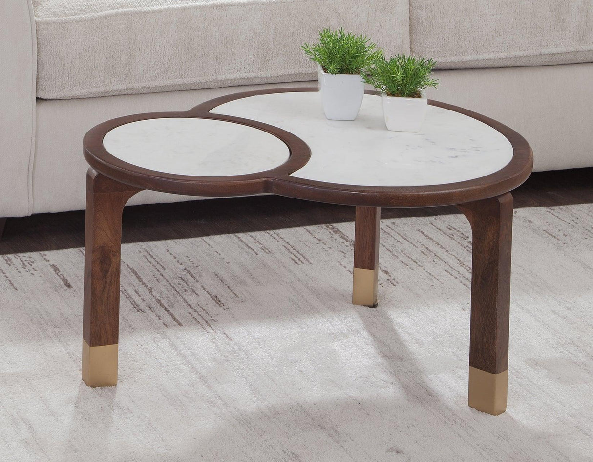 Oormi 3-Piece Banswara White Marble Inlay Table Set by Steve Silver at Eve Furniture