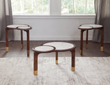 Oormi 3-Piece Banswara White Marble Inlay Table Set by Steve Silver at Eve Furniture