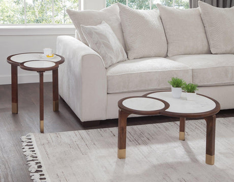 Oormi Banswara White Marble Inlay Coffee Table by Steve Silver at Eve Furniture