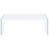 Opal Rectangular Coffee Table With Clear Glass Legs White High Gloss