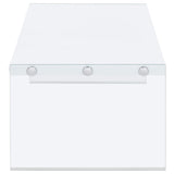 Opal Rectangular Coffee Table With Clear Glass Legs White High Gloss by Coaster at Eve Furniture