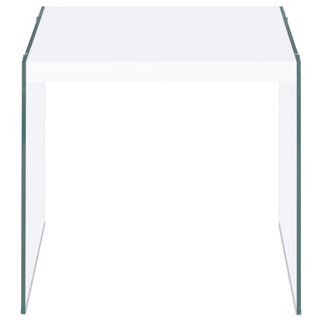 Opal White 2-Piece High Gloss Coffee and End Table Set by Coaster at Eve Furniture