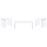 Opal White 3-Piece High Gloss Coffee and End Table Set by Coaster at Eve Furniture