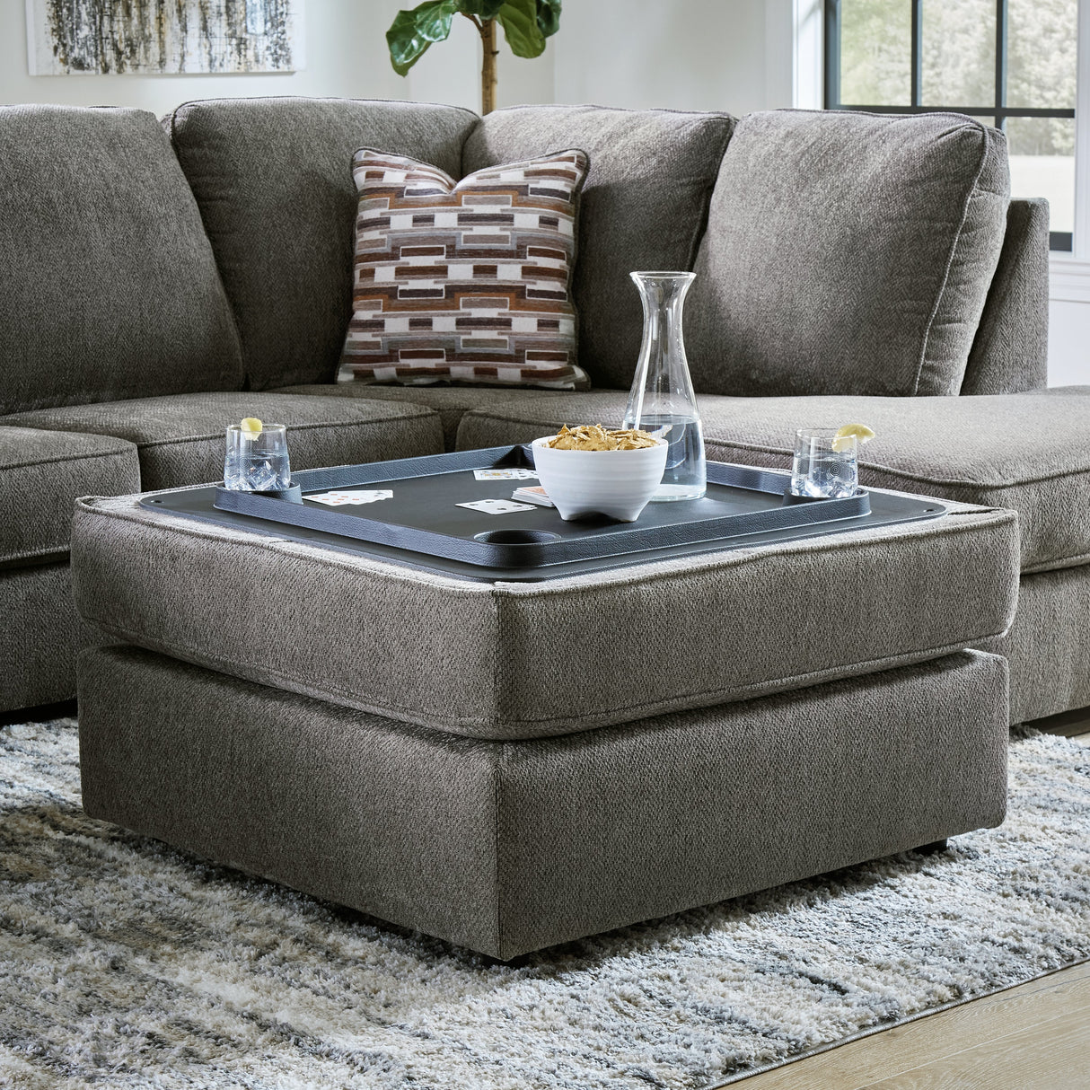 O'Phannon Putty 2-Piece Sectional with Ottoman by Ashley at Eve Furniture