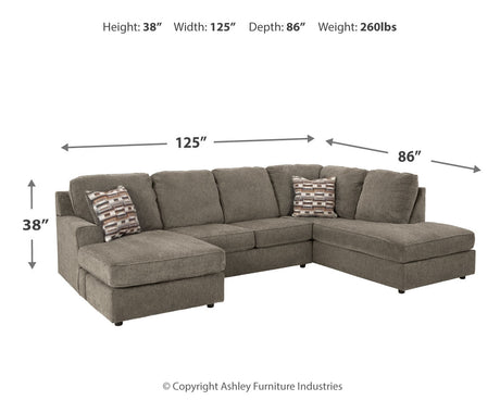 O'Phannon Putty 2-Piece Sectional with Ottoman by Ashley at Eve Furniture