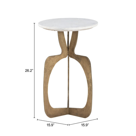 Ophelia White & Brass Side Table by Zuomod at Eve Furniture