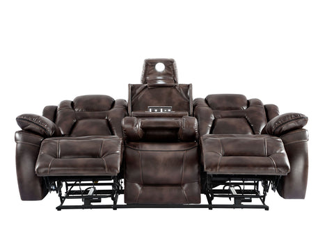 Oportuna Coffee 3-Piece Dual Power Reclining Set by Steve Silver at Eve Furniture