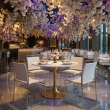 Opus White & Gold Dining Table by Zuomod at Eve Furniture