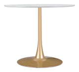 Opus White & Gold Dining Table by Zuomod at Eve Furniture