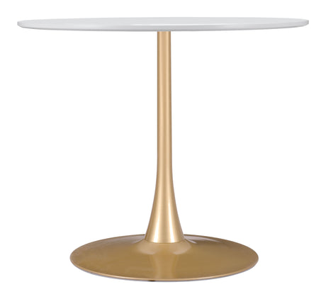 Opus White & Gold Dining Table by Zuomod at Eve Furniture