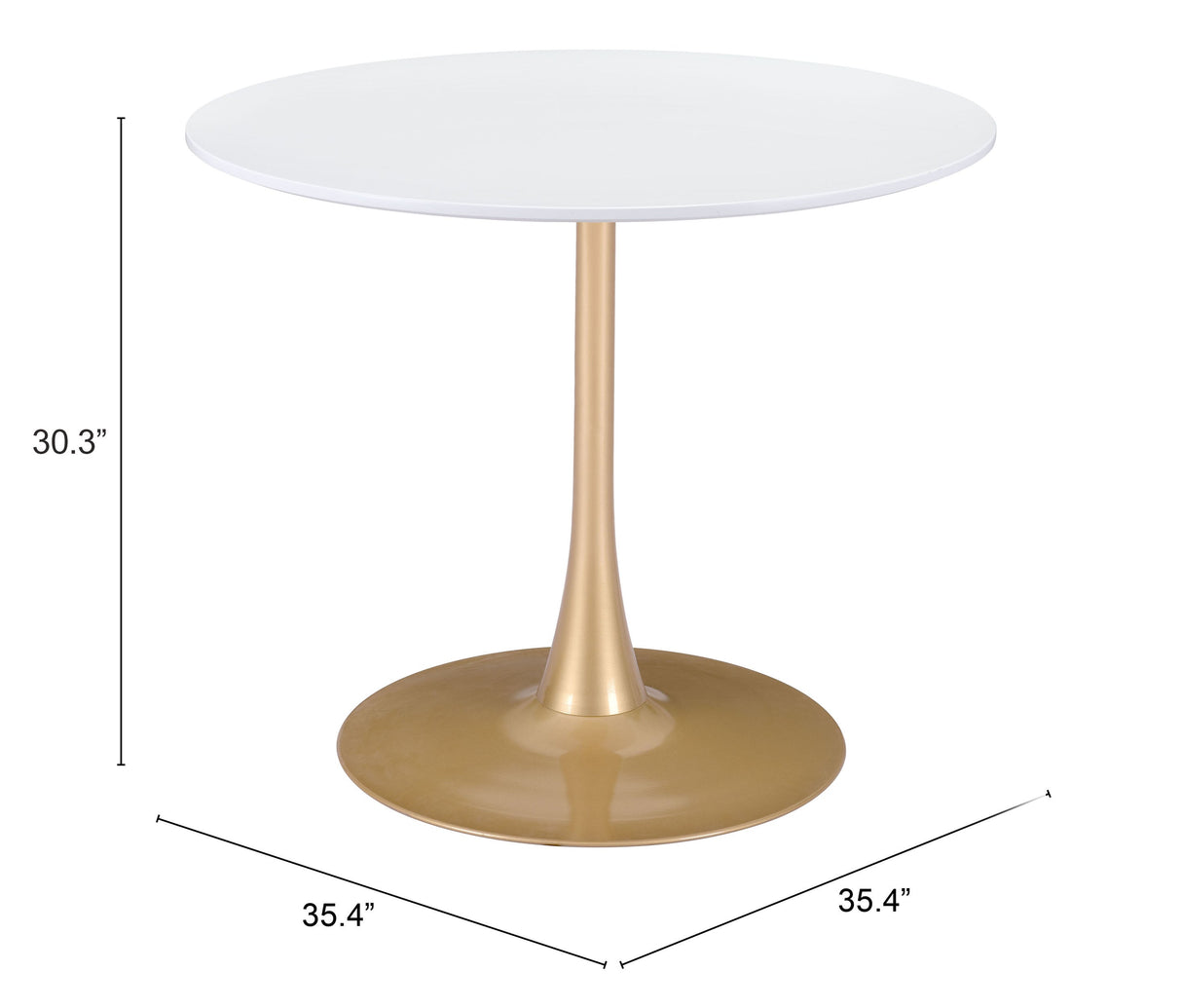 Opus White & Gold Dining Table by Zuomod at Eve Furniture