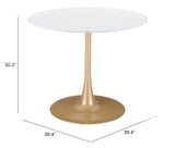 Opus White & Gold Dining Table by Zuomod at Eve Furniture