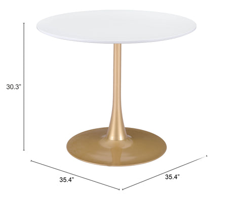 Opus White & Gold Dining Table by Zuomod at Eve Furniture