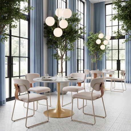 Opus White & Gold Dining Table by Zuomod at Eve Furniture