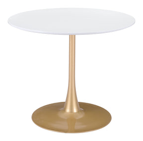 Opus White & Gold Dining Table by Zuomod at Eve Furniture