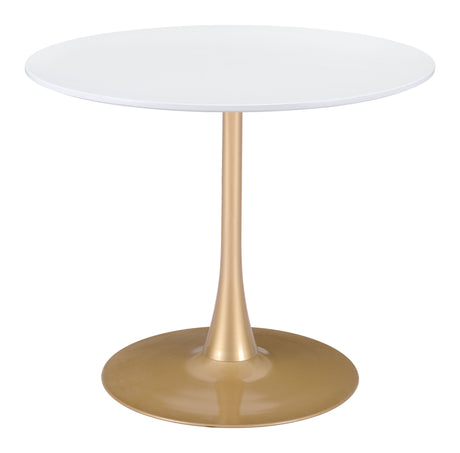 Opus White & Gold Dining Table by Zuomod at Eve Furniture