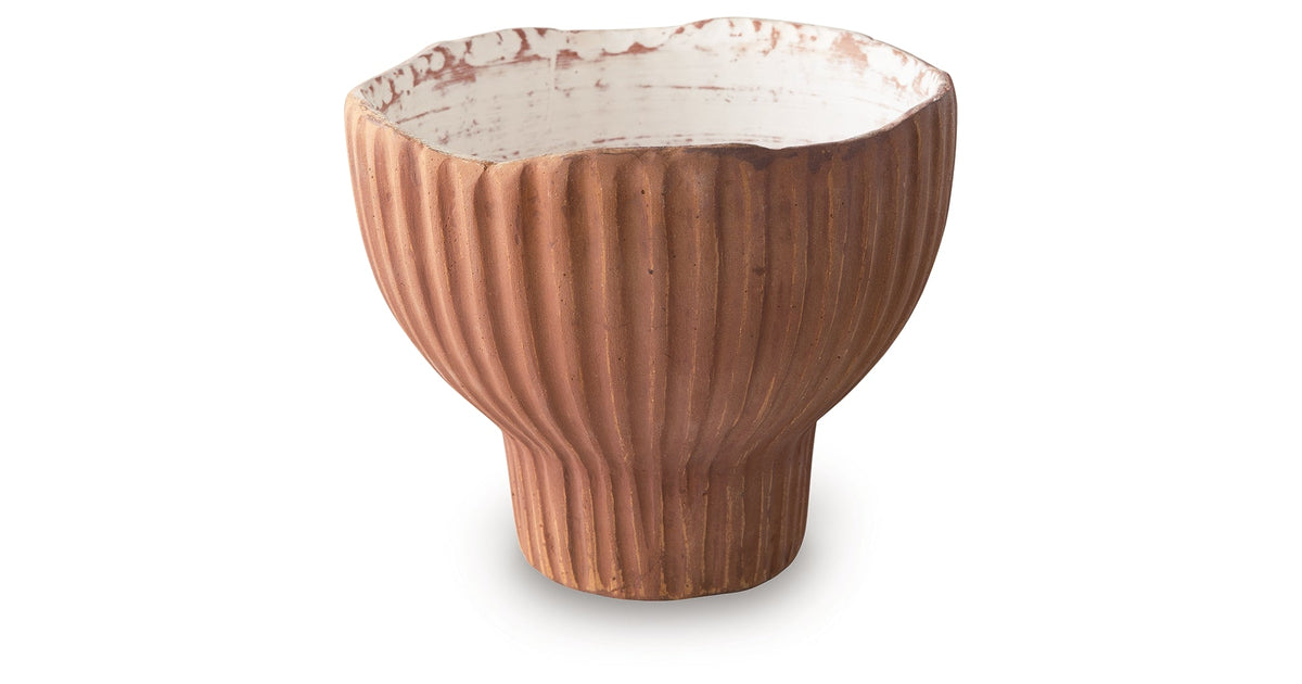Orban Sienna/White Vase by Ashley at Eve Furniture