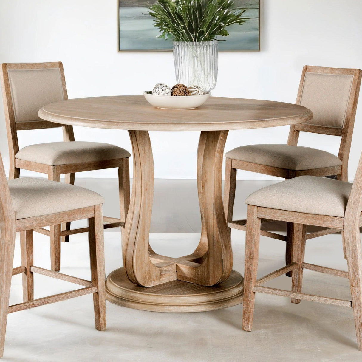 Orbetello Distressed Natural 54" Round Counter Table by Furniture of America at Eve Furniture