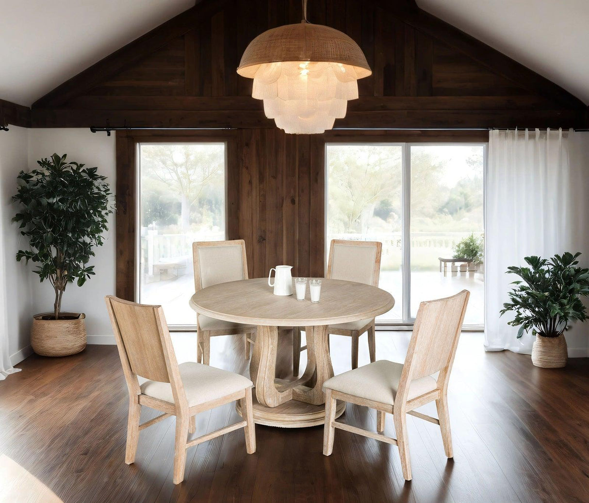 Orbetello Distressed Natural 54" Round Dining Table by Furniture of America at Eve Furniture