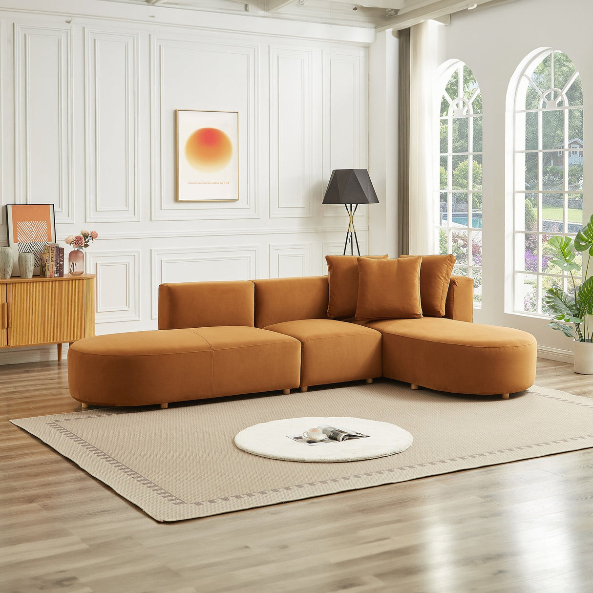 Orby Mid-Century Modern Velvet Sectional Sofa Left Sectional