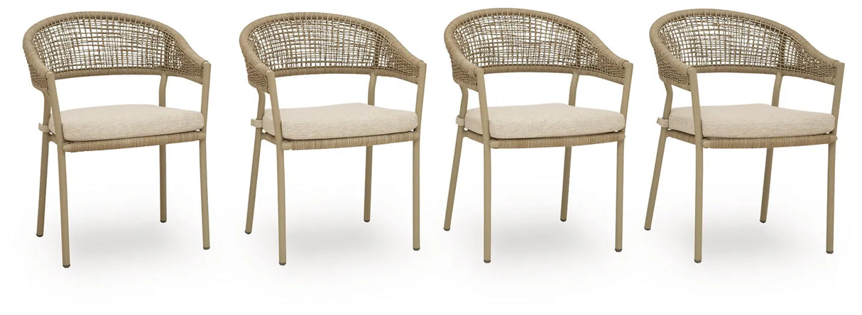 Orchard Beach Beige Arm Chair With Cushion (4/CN) by Ashley at Eve Furniture