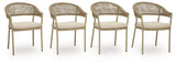Orchard Beach Beige Arm Chair With Cushion (4/CN) by Ashley at Eve Furniture