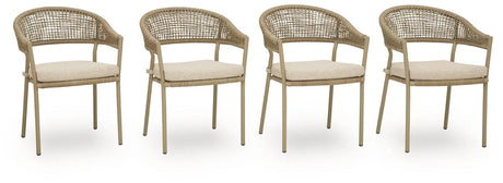 Orchard Beach Beige Arm Chair With Cushion (4/CN) by Ashley at Eve Furniture