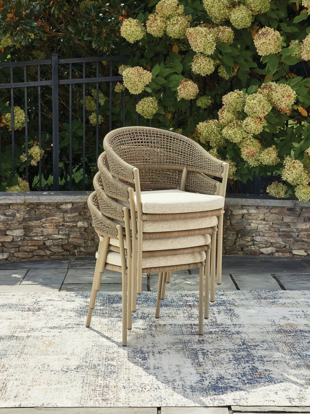 Orchard Beach Beige Arm Chair With Cushion (4/CN) by Ashley at Eve Furniture