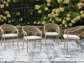 Orchard Beach Beige Arm Chair With Cushion (4/CN) by Ashley at Eve Furniture