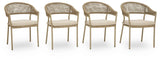 Orchard Beach Beige Outdoor Arm Chair with Cushion (Set of 4) by Ashley at Eve Furniture