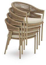 Orchard Beach Beige Outdoor Arm Chair with Cushion (Set of 4) by Ashley at Eve Furniture