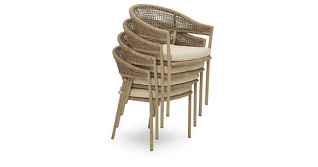 Orchard Beach Beige Outdoor Arm Chair with Cushion (Set of 4) by Ashley at Eve Furniture