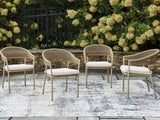 Orchard Beach Beige Outdoor Arm Chair with Cushion (Set of 4) by Ashley at Eve Furniture
