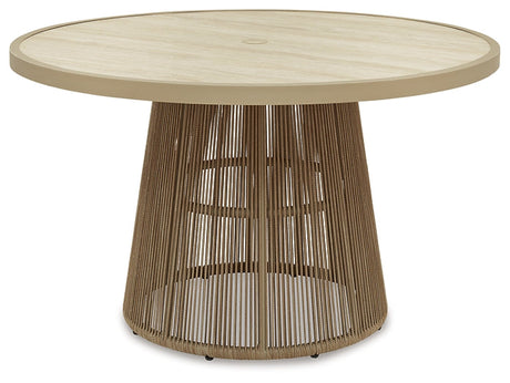 Orchard Beach Beige Outdoor Dining Table by Ashley at Eve Furniture